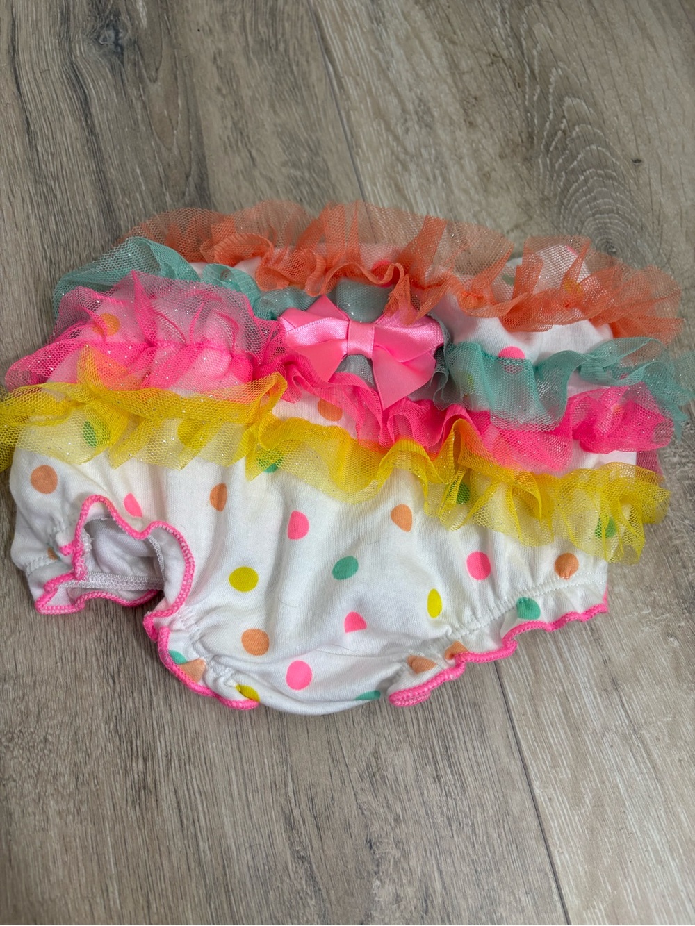 Colorful Polka Dot Ruffle Baby Bloomers - Pink, Yellow, Green 6-12 months
